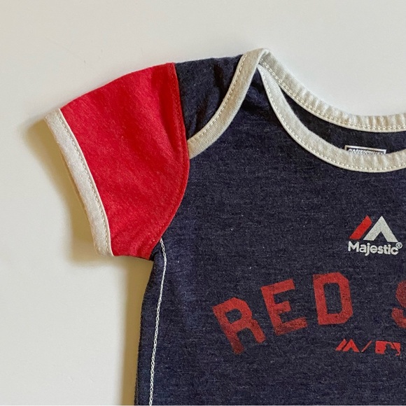 Boston Red Sox One Piece Size 0 3 Months Baseball snap Top MLB Blue Red Baby EUC - Picture 7 of 10